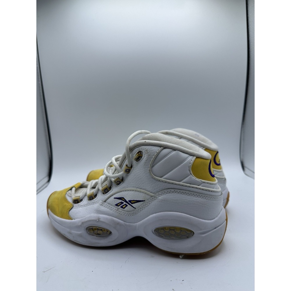 VTG Reebok Basketball Shoes Boys Size 6 White Yellow Purple High Top Sneaker